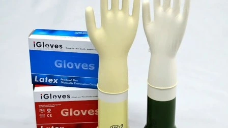 Muestras gratuitas de guantes de látex de examen desechables de caucho natural de Malasia
